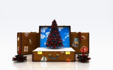 Natale, regali, ferie, neve, viaggiare, valigie, turismo, 3d © LaCozza