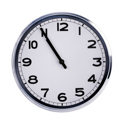 Large clock shows five minutes to eleven
