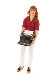 Fototapeta na wymiar Heavy vintage black typewriter