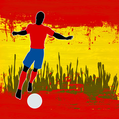 Football Spain, Vector Soccer player over a grunged Spanish Flag - 59065639