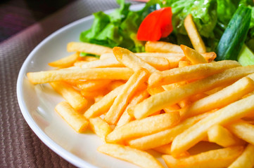 French fries potatoes ready to be eaten