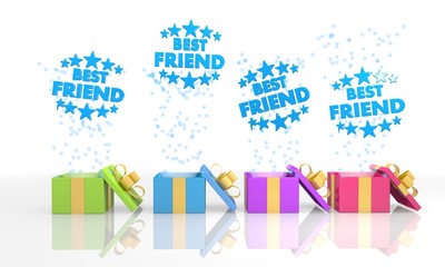 isolated present boxes with best friend icon