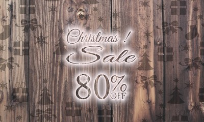 wooden Christmas discount 80 percent off symbol with presents