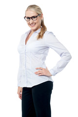 Stunning corporate woman staring at you