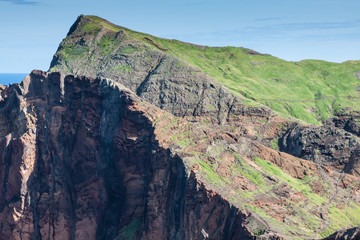 Green field in the north coast of Ponta de Sao Lourenco Madeira 