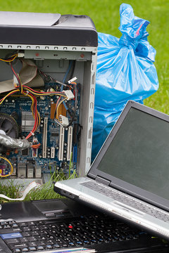 Computer Garbage on grass