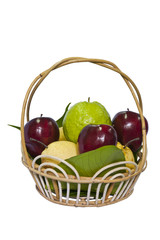 fruit basket on a white background