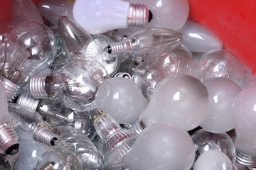 Old Light Bulbs in Recycle Bin