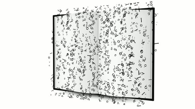 libro con letras en movimiento
