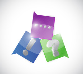 communication exclamation, and question