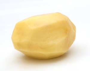 peeled potatoes on a white background