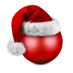 christmas ball with santa hat