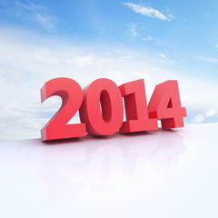 Red 2014 year - 3D illustration - clipping path
