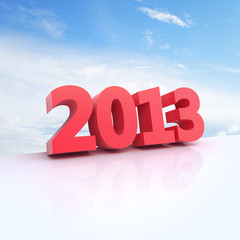 Red 2014 year - 3D illustration - clipping path