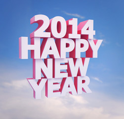 Naklejka na ściany i meble 2014 HAPPY NEW YEAR 3D ilustration with clipping path
