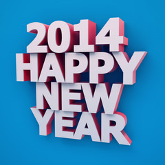 2014 HAPPY NEW YEAR 3D ilustration with clipping path