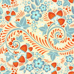 Festive khokhloma seamless pattern © Yuzach
