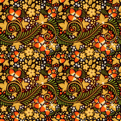 Festive khokhloma seamless pattern - 59074825
