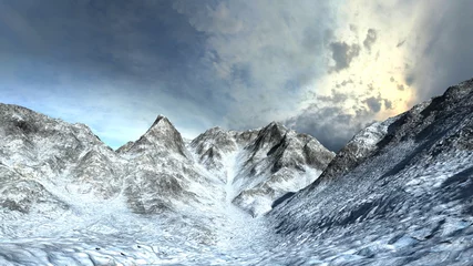 Deurstickers 雪山 © tsuneomp