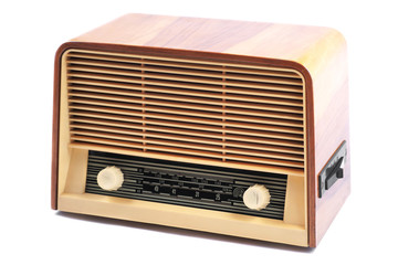 Old Radio, with 60 years of last century, on a white background