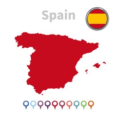 vector map and flag of Spain