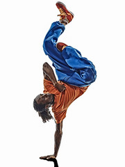 hip hop acrobatic break dancer breakdancing young man handstand