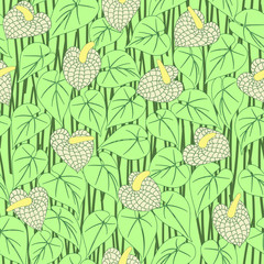 seamless anturium flower pattern background