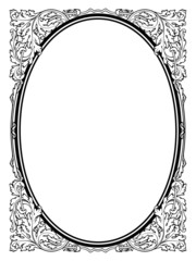 calligraphy penmanship oval baroque frame black