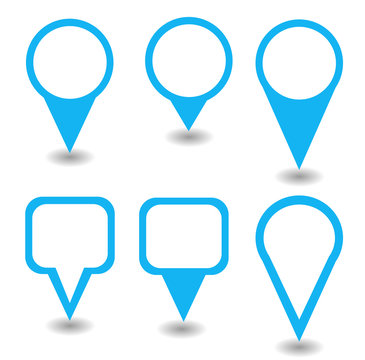 Set of blue isolated pointers and markers vector