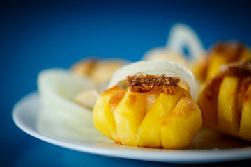 Baked potatoes with bacon