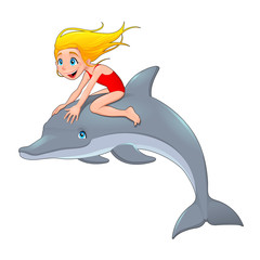 Obraz premium Girl and the dolphin.