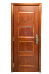 wooden door on white