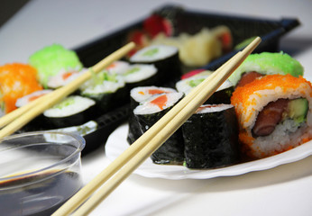 Mix of Japanese sushi and rolls