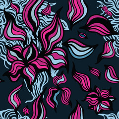 Abstract Flowers background. Seamless pattern