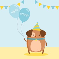 Dog Holding Birthday Balloon