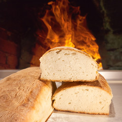 Freshly baked bread in the traditional way