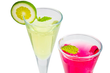 cocktails on white background