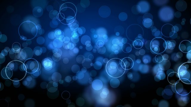 abstract blue motion background with flying circles in loop