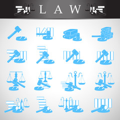 Law Icons Set - Isolated On Gray Background