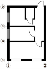 apartment plan drawing isolated on a white background