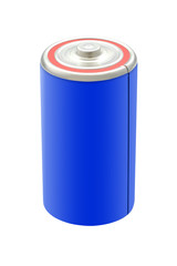 Blue battery on white background.
