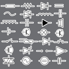 schematic symbols in electrical engineering stickers eps10