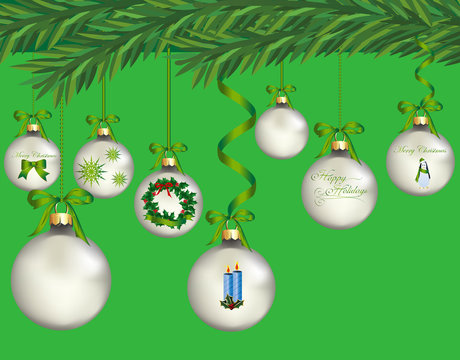 Christmas-Green & Silver Ornaments