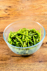 common bean on glass cup