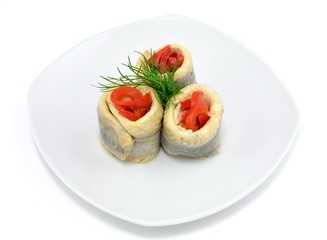 Herring rolls with paprika