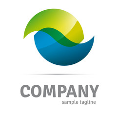 Abstract Wave And Leaf Nature Company Logo