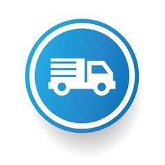 Truck symbol,Blue button,vector