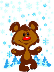 Bear and snowflakes
