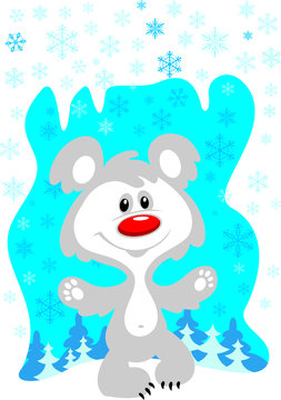 White bear and snowflakes