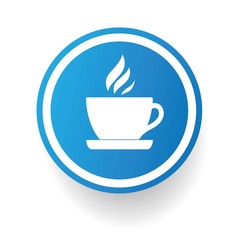 Coffee symbol,Blue button,vector